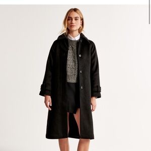 Wool-Blend Funnel Neck Coat
